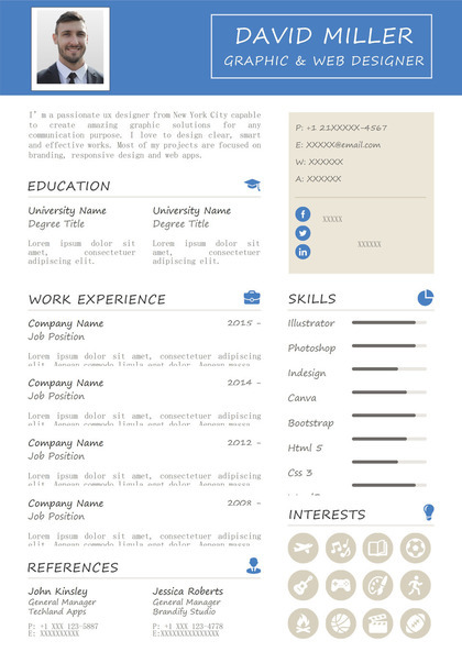 平面和网页设计师个人通用英文简历Word模板
