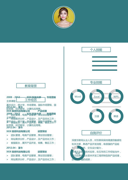 深绿色商务风格市场专员岗位个人求职简历Word模板